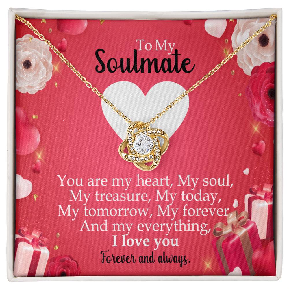 To My Soulmate "You Are My Heart" Knot Necklace