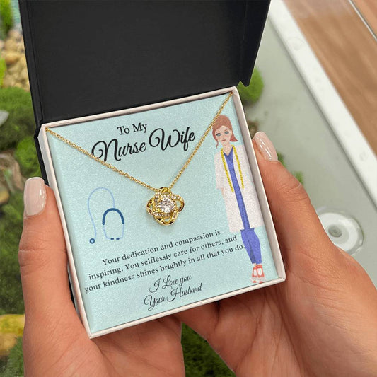 To My Nurse Wife "Your Kindness Shines Brightly" Knot Necklace