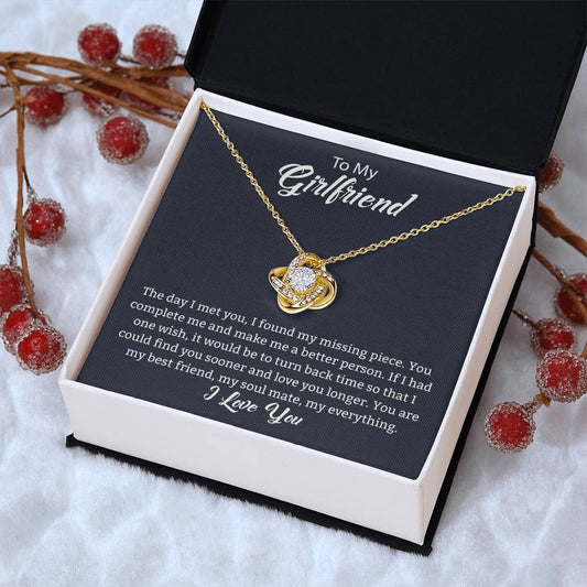 To My Girlfriend "You Complete Me" Knot Necklace