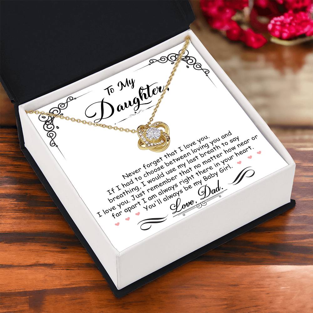 To My Daughter "I'm Always In Your Heart" Knot Necklace