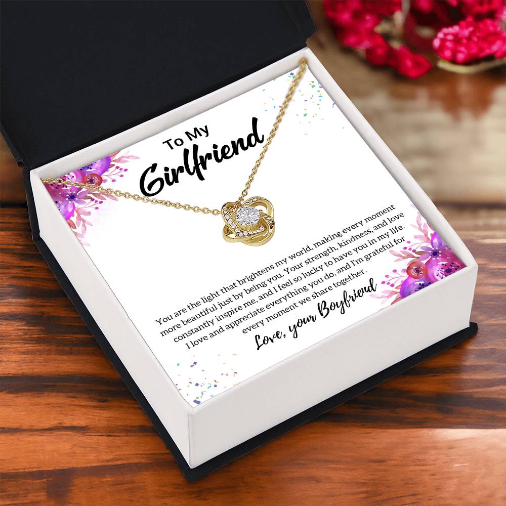 Gift For Girlfriend "I Feel So Lucky" Knot Necklace