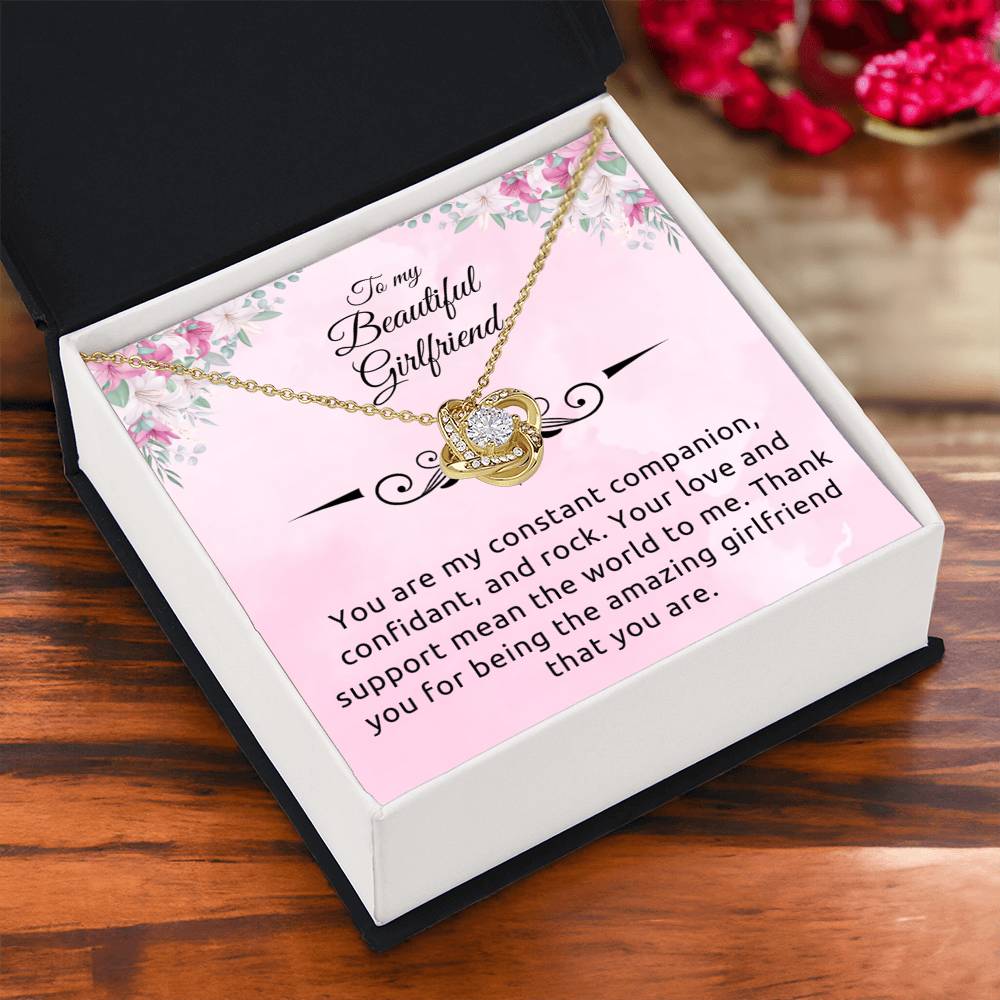 To My Girlfriend "Your Are My Rock" Knot Necklace