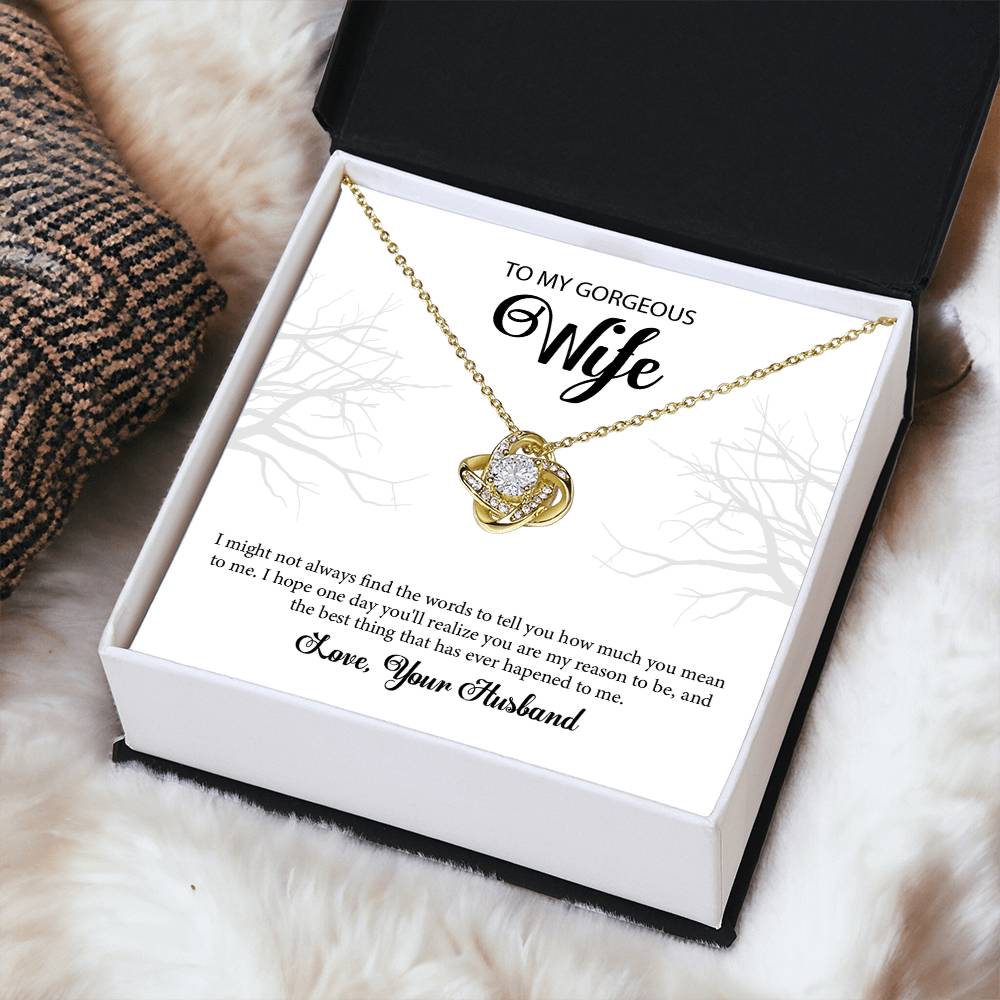 To My Gorgeous Wife "You're The Best" Knot Necklace
