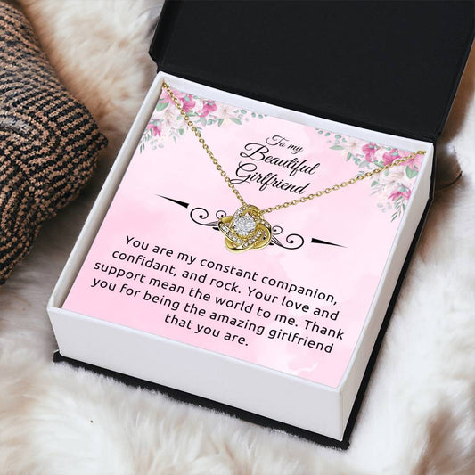 To My Girlfriend "Your Are My Rock" Knot Necklace