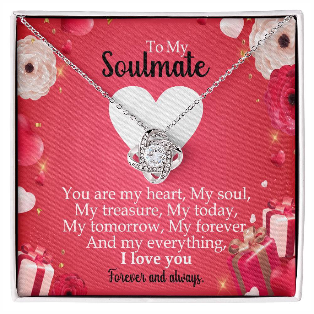 To My Soulmate "You Are My Heart" Knot Necklace