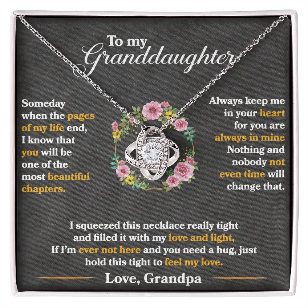 To My Granddaughter "Hold This Tight To Feel My Love" Knot Necklace