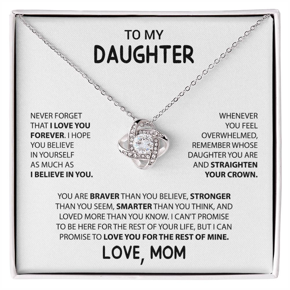 To My Daughter "I Believe In You" Knot Necklace
