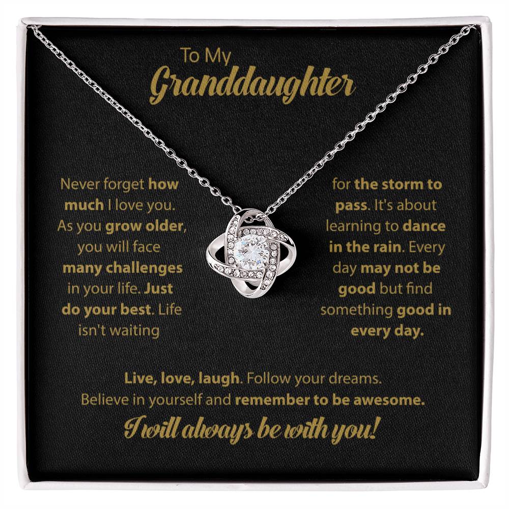 To My Granddaughter "Dance In The Rain" Knot Necklace