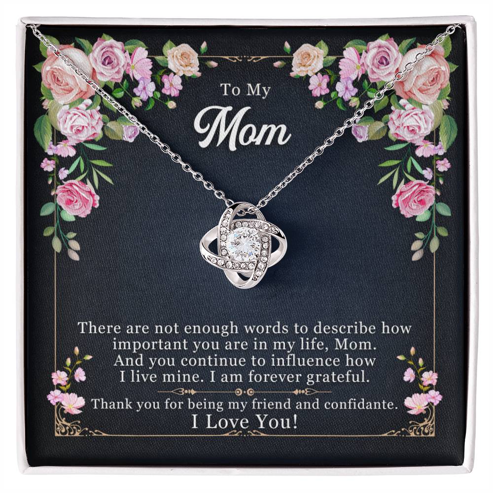 To My Mom "Thank You For Being My Friend" Knot Necklace