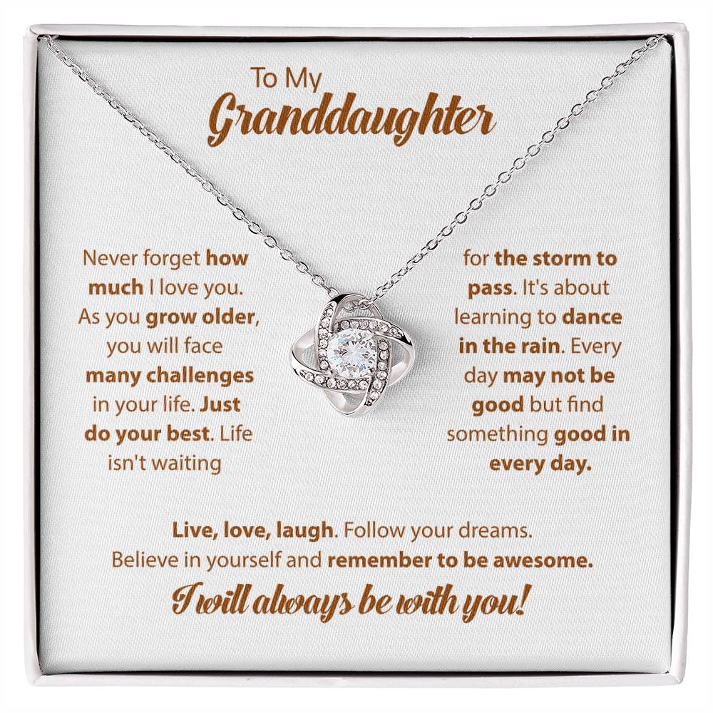 To My Granddaughter "I Will Always Be With You" Knot Necklace