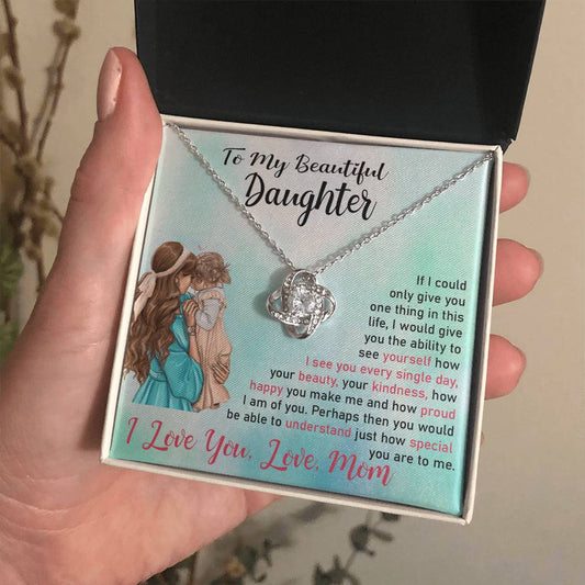 To My Daughter "I Love You" Knot Necklace