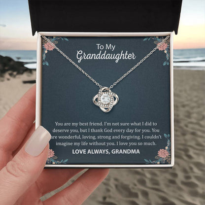 To My Granddaughter "You Are My Best Friend" Knot Necklace