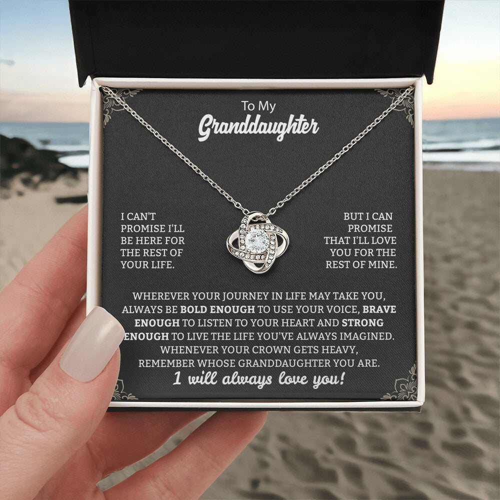 To My Granddaughter "Remember Who's Granddaughter You Are" Knot Necklace