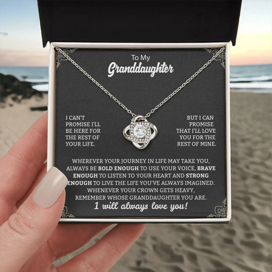 To My Granddaughter "Remember Who's Granddaughter You Are" Knot Necklace