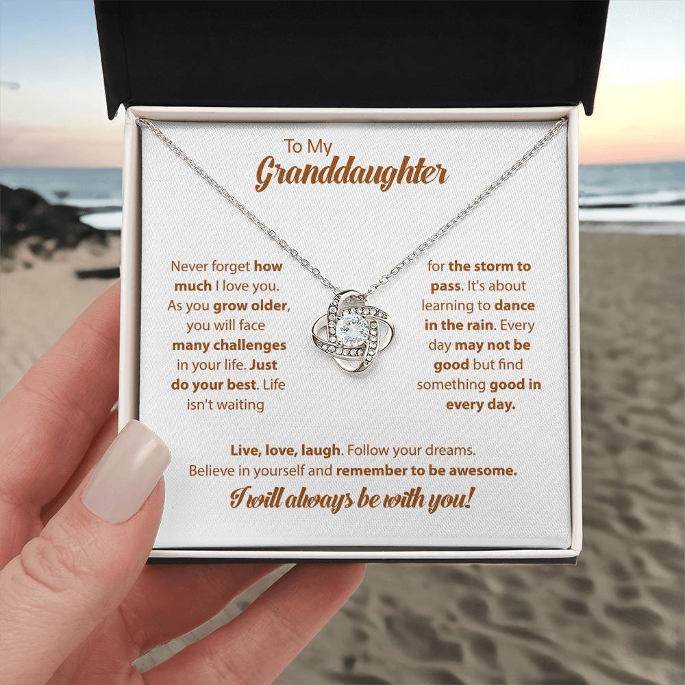 To My Granddaughter "I Will Always Be With You" Knot Necklace