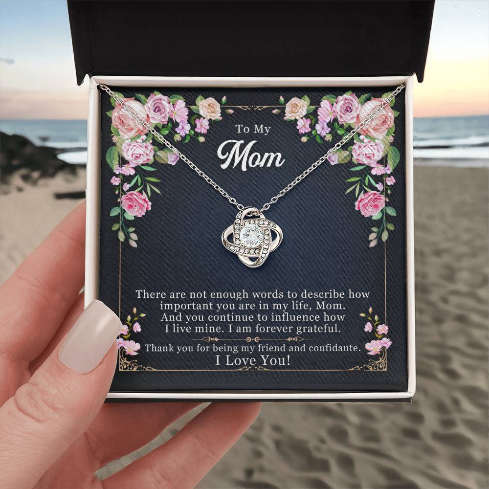 To My Mom "Thank You For Being My Friend" Knot Necklace