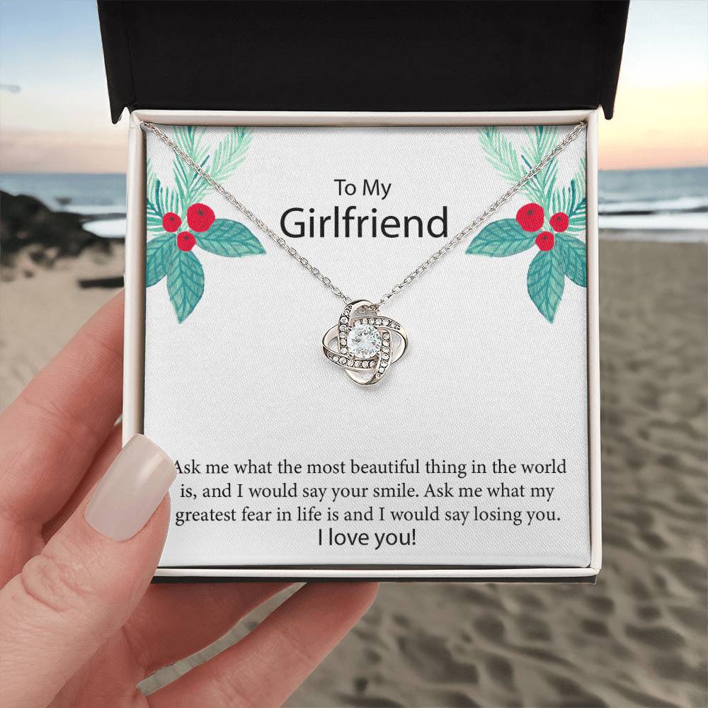 To My Girlfriend "The Most Beautiful Thing In The World" Knot Necklace