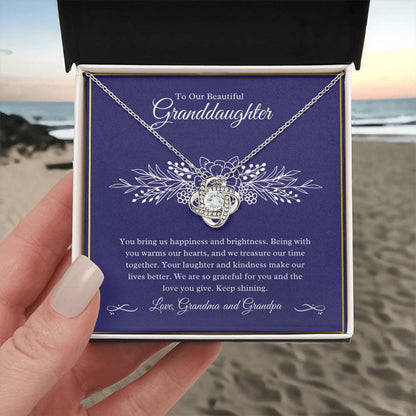 Gift For Granddaughter "You Bring Us Happiness" Knot  Necklace