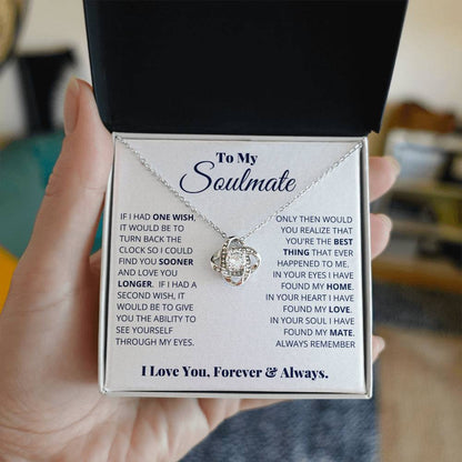 To My Soulmate "I Love You, Forever & Always" Knot Necklace