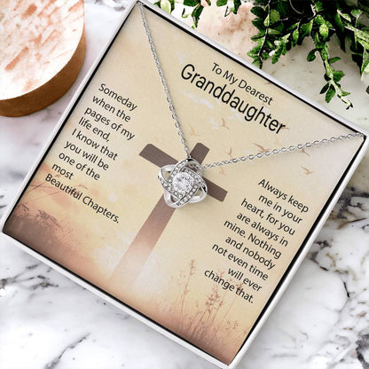 To My Granddaughter "Always Keep Me In Your Heart" Knot Necklace