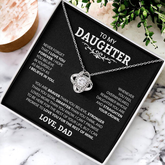 To My Daughter "Never Forget I Love You" Knot Necklace