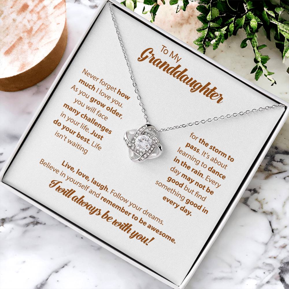 To My Granddaughter "I Will Always Be With You" Knot Necklace