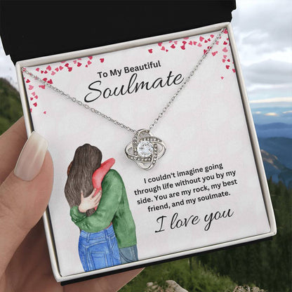 To My Soulmate "You Are My Rock" Knot Necklace