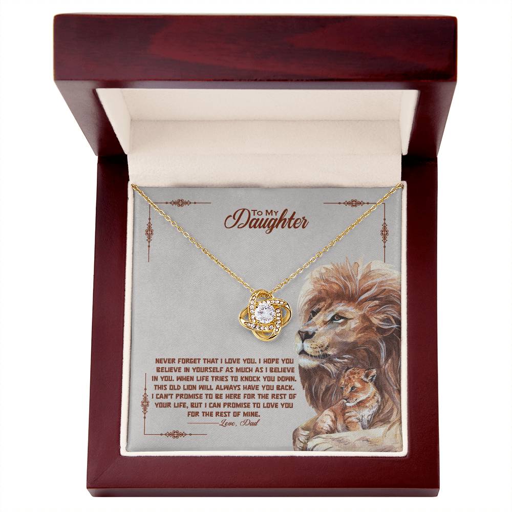 To My Beautiful Daughter "Never Forget That I Love You" Knot Necklace