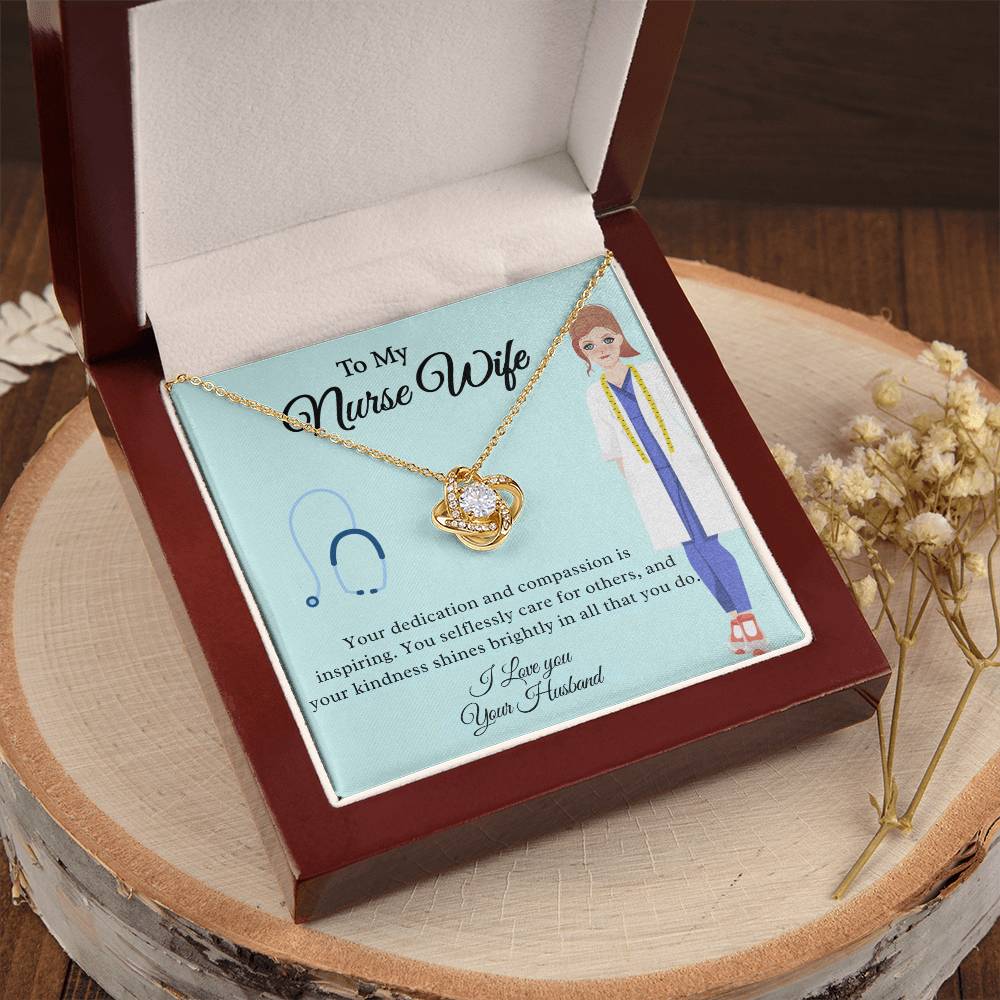To My Nurse Wife "Your Kindness Shines Brightly" Knot Necklace