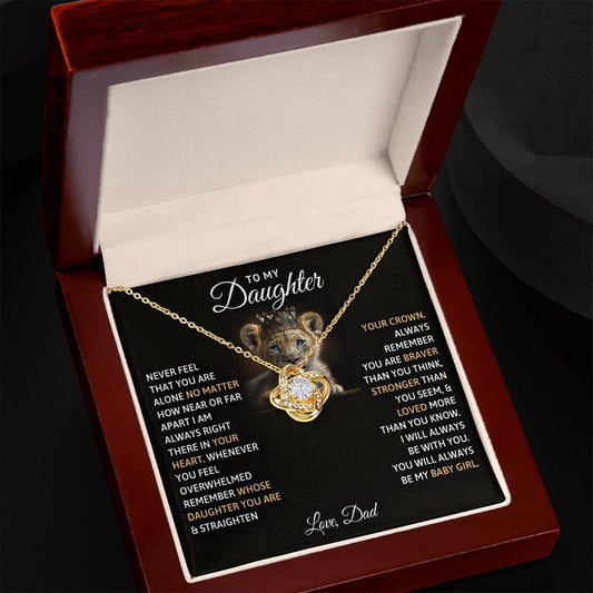 To My Daughter "You Will Always Be My Baby Girl" Knot Necklace