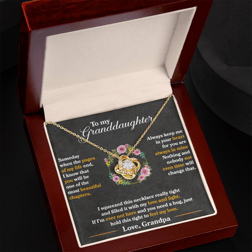 To My Granddaughter "Hold This Tight To Feel My Love" Knot Necklace