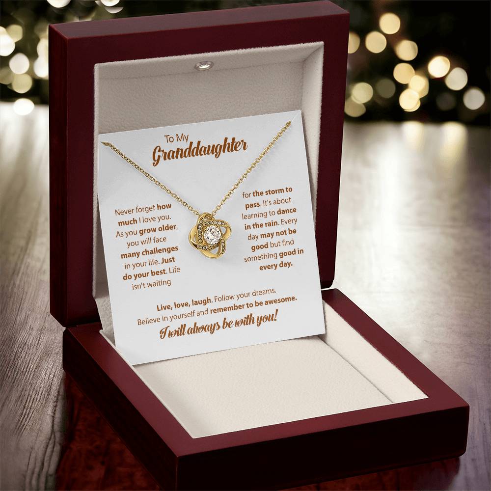 To My Granddaughter "I Will Always Be With You" Knot Necklace