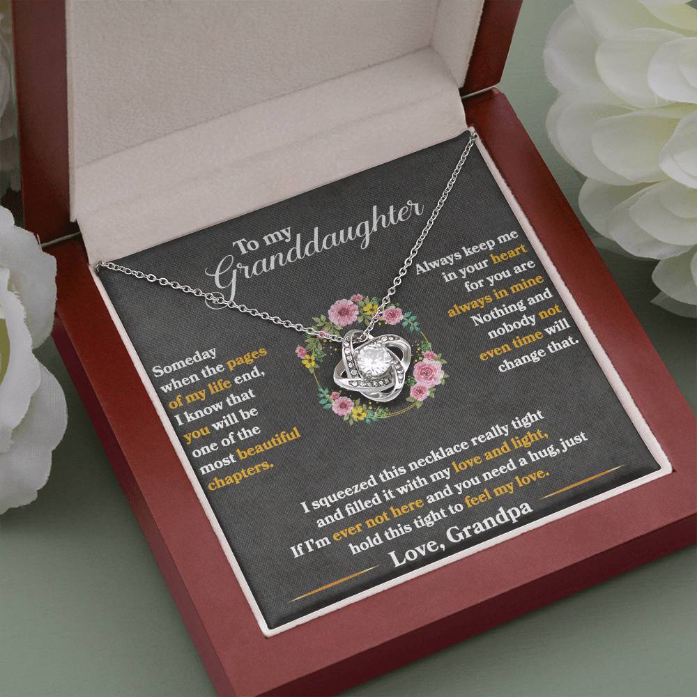 To My Granddaughter "Hold This Tight To Feel My Love" Knot Necklace