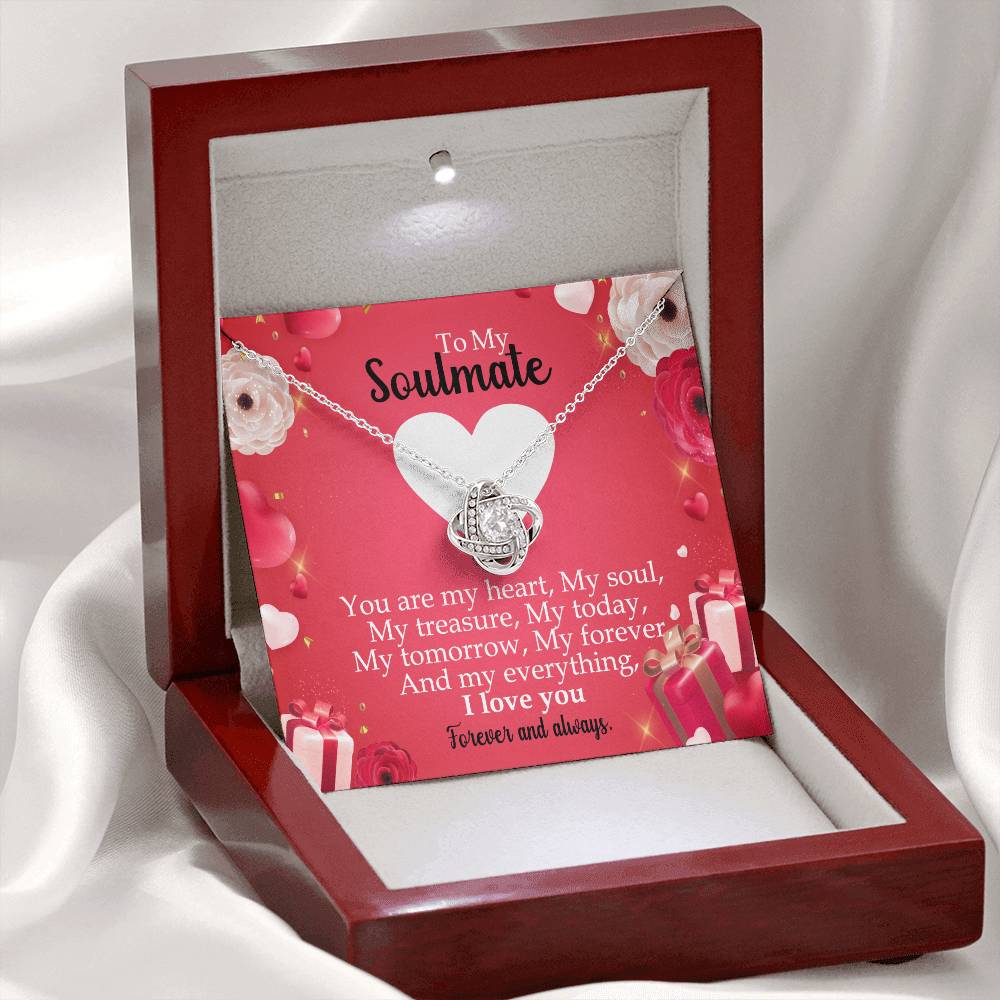 To My Soulmate "You Are My Heart" Knot Necklace