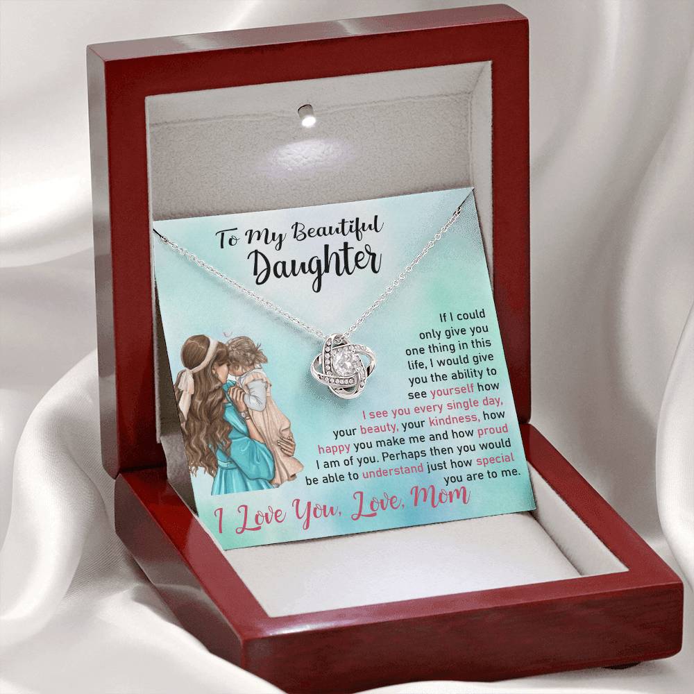 To My Daughter "I Love You" Knot Necklace
