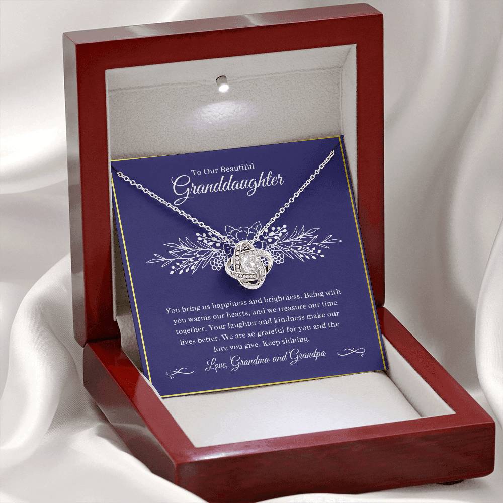 Gift For Granddaughter "You Bring Us Happiness" Knot  Necklace