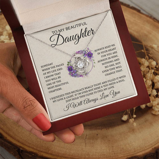 To My Daughter "I Will Always Love You" Knot Necklace