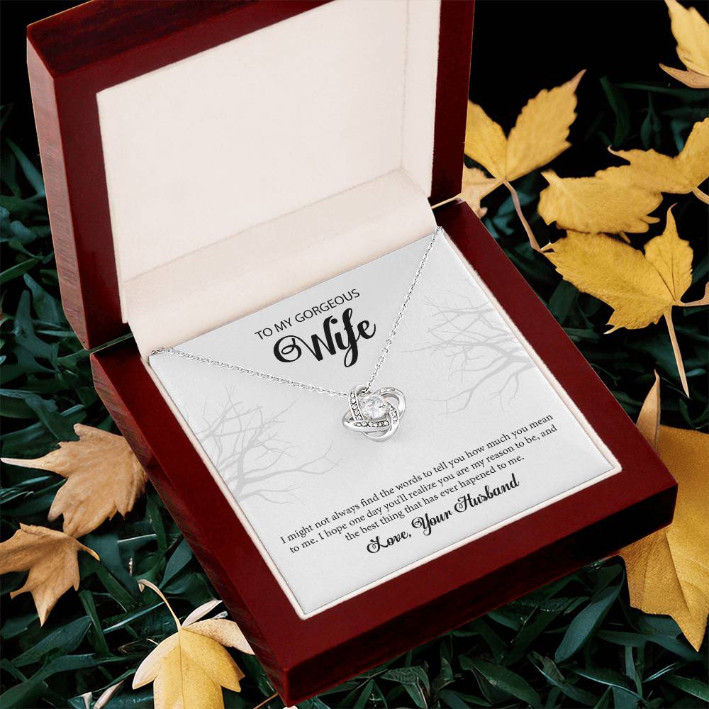 To My Gorgeous Wife "You're The Best" Knot Necklace