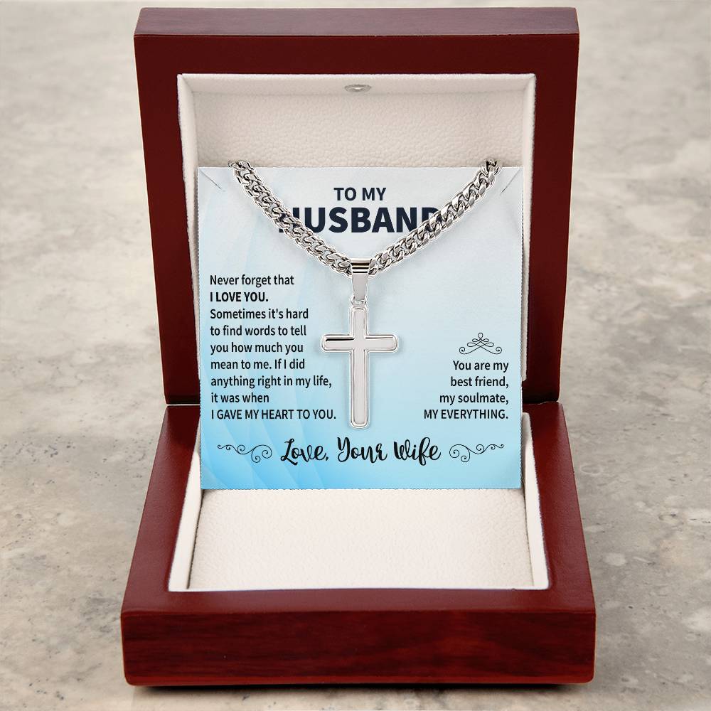 To My Husband "Never Forget That I Love You" Cross Chain