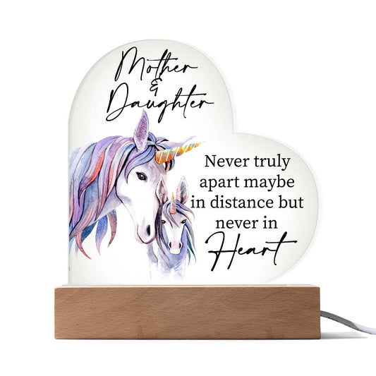 Gift For Mother or Daughter "Never Truly Apart" Heart Acrylic Plaque