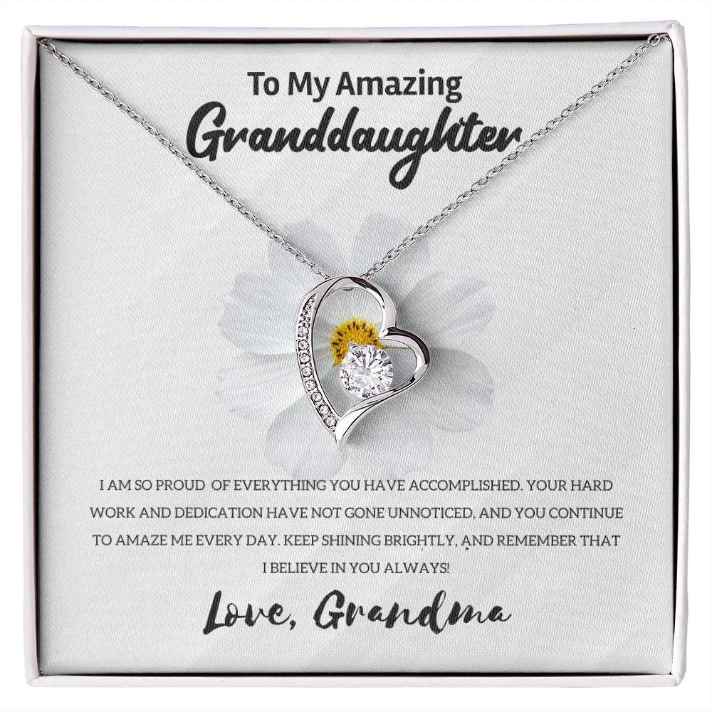 Gift For Granddaughter "Keep Shining Brightly" Heart Necklace