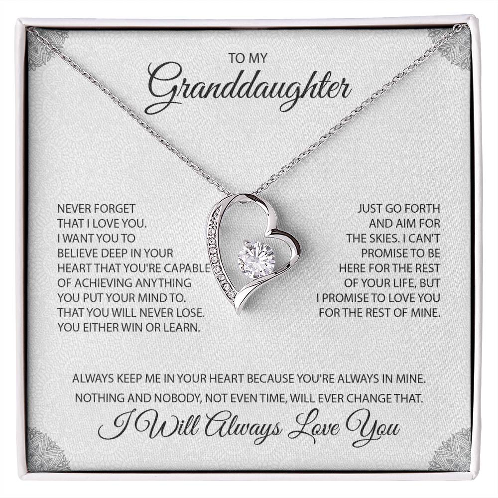 To My Granddaughter "You're Always In My Heart" Necklace