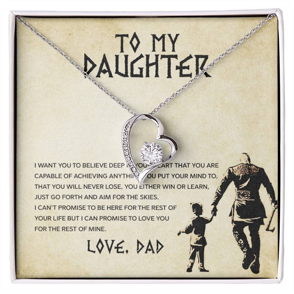 To My Daughter "You Will Never Lose" Heart Necklace