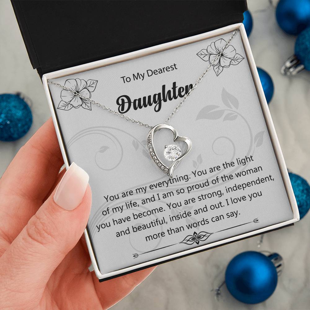 To My Dearest Daughter "You Are My Everything" Heart Necklace