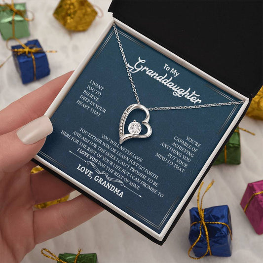 To My Granddaughter "You Will Never Lose" Heart Necklace