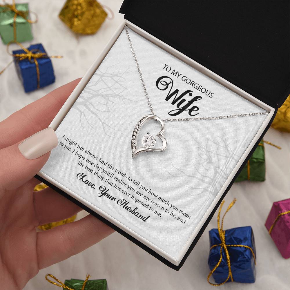 To My Gorgeous Wife "You're The Best" Heart Necklace