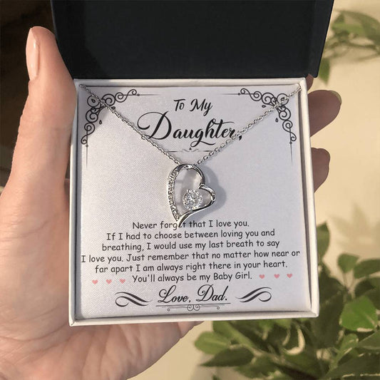 To My Daughter "I'm Always Right Here In Your Heart" Necklace