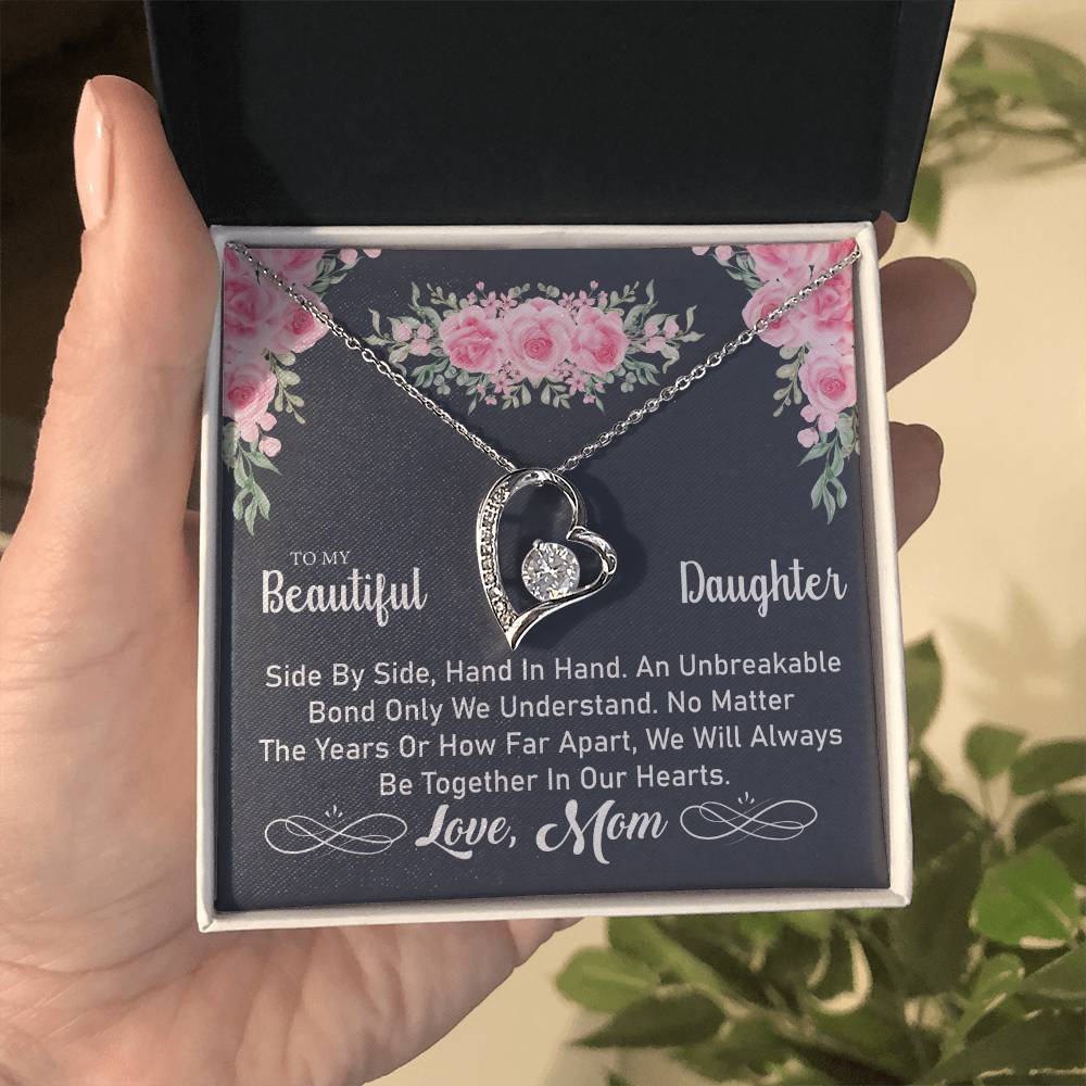 To My Daughter "An Unbreakable Bond" Heart Necklace