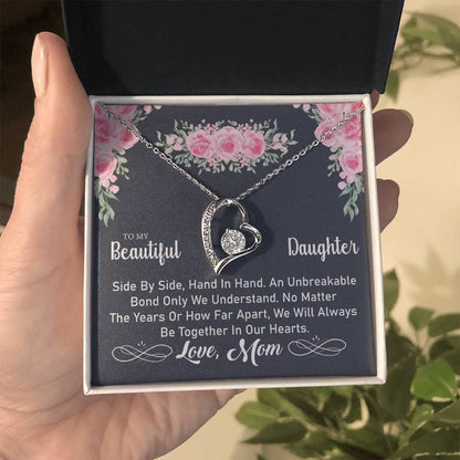 To My Daughter "An Unbreakable Bond" Heart Necklace