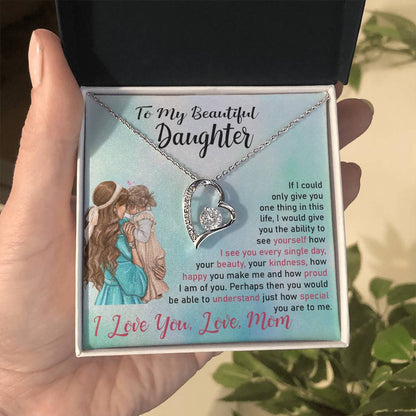 To My Daughter "I Love You" Heart Necklace